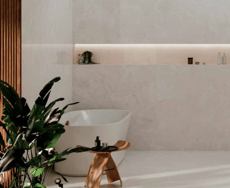 Large-format porcelain tiles, 100x100, veined marble, gloss finish, A4H941 Saffire Cream