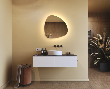 Irregular-shaped mirror with lighting, dual color, touch switch, heating mat #9