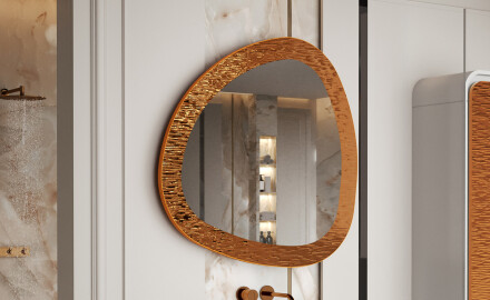 Irregular mirror with a modern metal frame L290