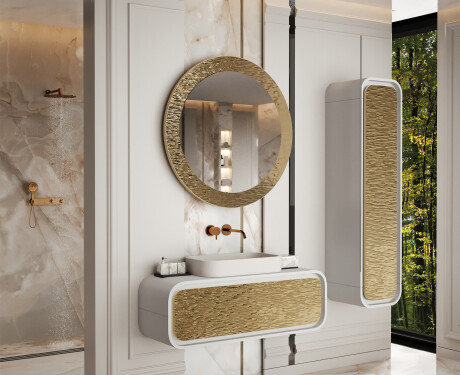 Round mirror with decorative metal finish L288