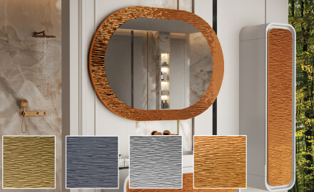 Bathroom mirror with elegant metal detailing L289
