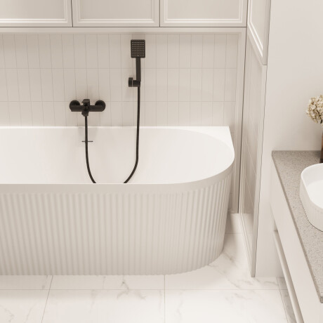 Free-standing fluted Glamour 170 cm bathtub, complete with siphon and stopper/drain in white #2