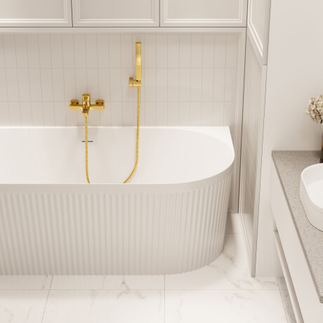 Free-standing fluted Glamour 170 cm bathtub, complete with siphon and stopper/drain in white #3