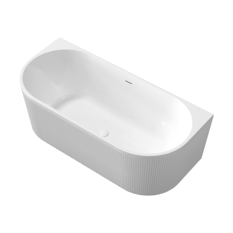 Free-standing fluted Glamour 170 cm bathtub, complete with siphon and stopper/drain in white #6