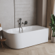 Astri freestanding wall-mounted bathtub, 150 cm, right-sided, complete with a drain trap, plug, and an elegant overflow #1