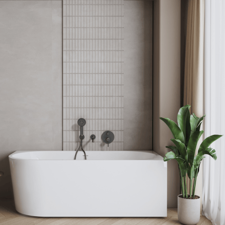 Astri freestanding wall-mounted bathtub, 150 cm, right-sided, complete with a drain trap, plug, and an elegant overflow #2