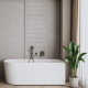 Astri freestanding wall-mounted bathtub, 150 cm, right-sided, complete with a drain trap, plug, and an elegant overflow #2