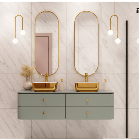 MALAGA countertop washbasin white/gold #1