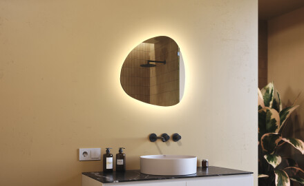 Irregular Mirror LED Lighted decorative design 54x54cm with cool LED color 7000K, warm color 3000K, or neutral color 4500K
