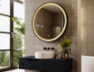 Black round LED mirror in a wooden frame #9