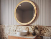 Round LED mirror in an oak frame