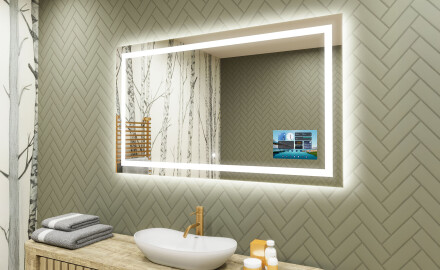 Designer Backlit LED Bathroom Mirror L15 120x80cm - SmartScreen, DualColor