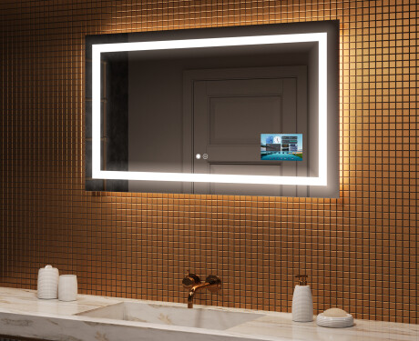 Designer Backlit LED Bathroom Mirror L15 120x80cm - SmartScreen, DualColor, Demister