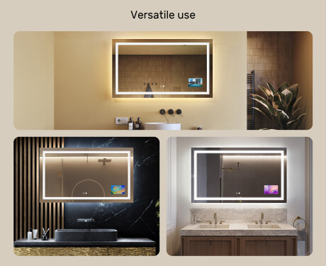 Designer Backlit LED Bathroom Mirror L15 120x80cm - SmartScreen, DualColor, Demister #2