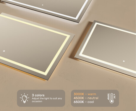Designer Backlit LED Bathroom Mirror L15 120x80cm - SmartScreen, DualColor, Demister #5