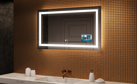Designer Backlit LED Bathroom Mirror L15 120x80cm - SmartScreen, DualColor, Demister