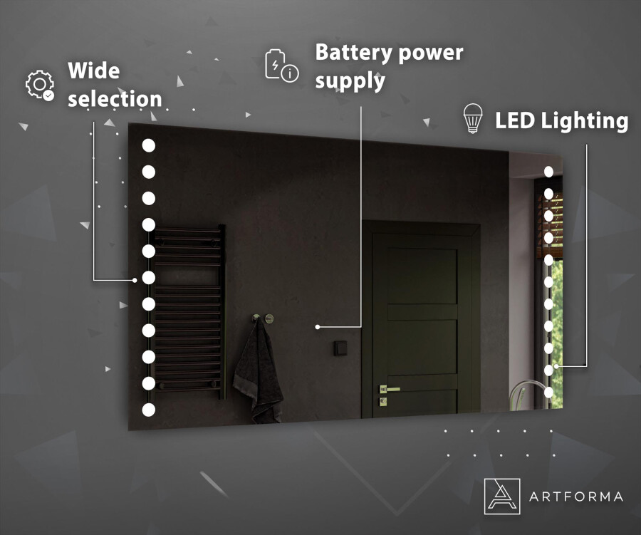 Battery led best sale mirror light