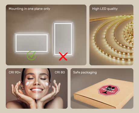 Designer Backlit LED Bathroom Mirror 120x70cm with cool LED color 7000K, warm color 3000K, or neutral color 4500K #5