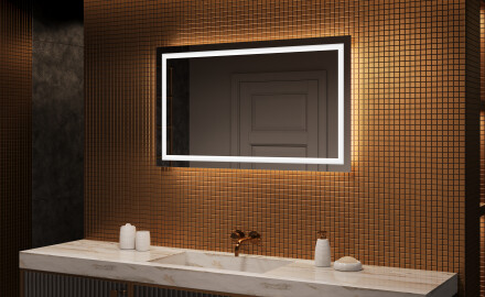 Designer Backlit LED Bathroom Mirror 120x70cm with cool LED color 7000K, warm color 3000K, or neutral color 4500K