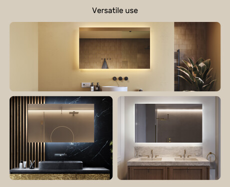 Designer Backlit LED Bathroom Mirror 120x70cm with cool LED color 7000K, warm color 3000K, or neutral color 4500K #2