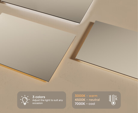 Designer Backlit LED Bathroom Mirror 120x70cm with cool LED color 7000K, warm color 3000K, or neutral color 4500K #3