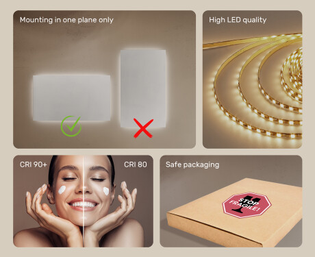 Designer Backlit LED Bathroom Mirror 120x70cm with cool LED color 7000K, warm color 3000K, or neutral color 4500K #5