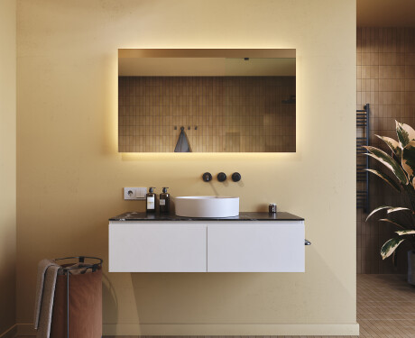 Designer Backlit LED Bathroom Mirror 120x70cm with cool LED color 7000K, warm color 3000K, or neutral color 4500K #8