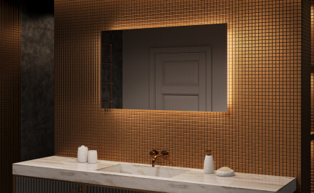 Designer Backlit LED Bathroom Mirror 120x70cm with cool LED color 7000K, warm color 3000K, or neutral color 4500K