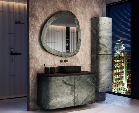 Irregular mirror with a natural stone frame L296