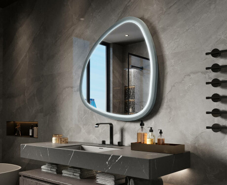 Irregular LED mirror with a high-gloss lacquered MDF frame L308