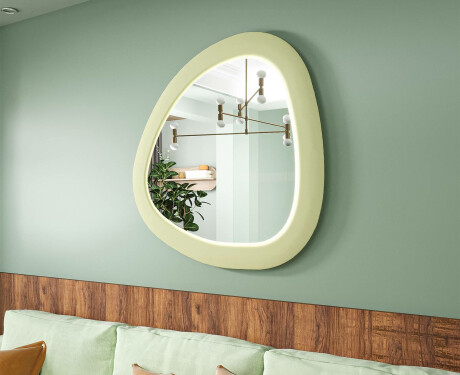 LED mirror with an irregular shape and a lacquered MDF frame L308