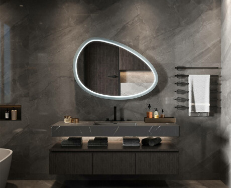 Asymmetrical LED mirror with a lacquered MDF frame L310 #2