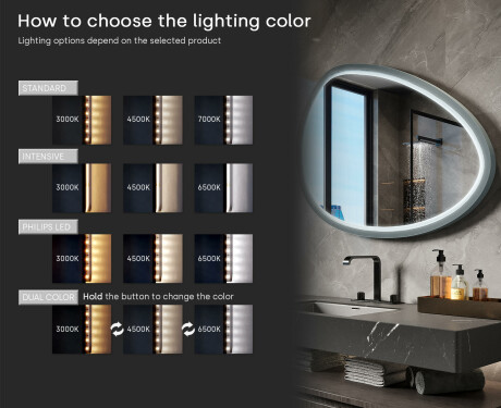 Asymmetrical LED mirror with a lacquered MDF frame L310 #5