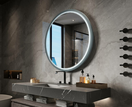 Round LED mirror in a lacquered MDF frame L306