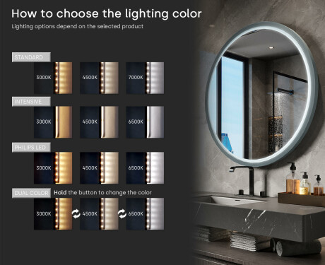 Round LED mirror in a lacquered MDF frame L306 #5