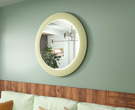 LED mirror with MDF in a round, lacquered frame L306