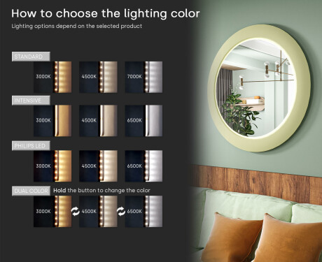 LED mirror with MDF in a round, lacquered frame L306 #5
