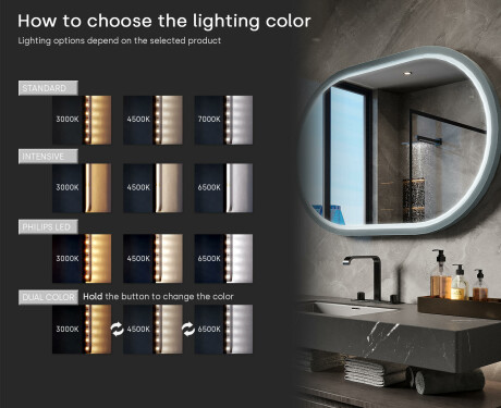 Stadium-shaped LED mirror with a lacquered MDF frame L307 #5