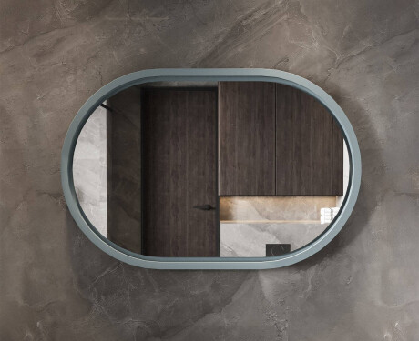 Stadium-shaped LED mirror with a lacquered MDF frame L307 #7