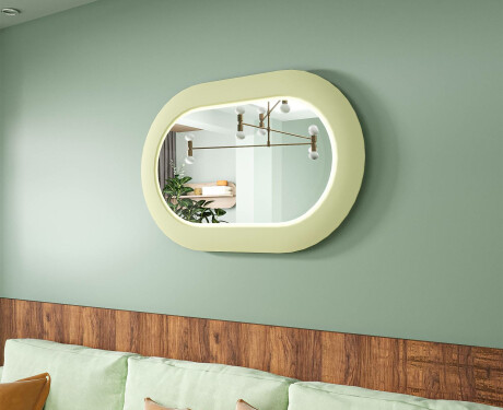 Modern LED mirror with a stadium shape and MDF frame L307