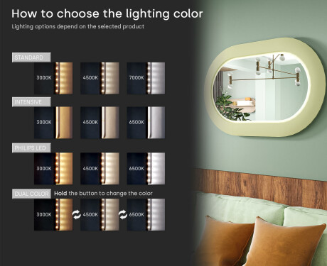 Modern LED mirror with a stadium shape and MDF frame L307 #5
