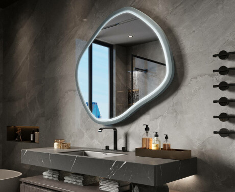 Rhomboid LED mirror in a lacquered MDF frame L309