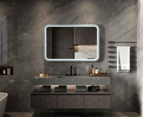 Rounded LED mirror with a lacquered MDF frame L305 #2
