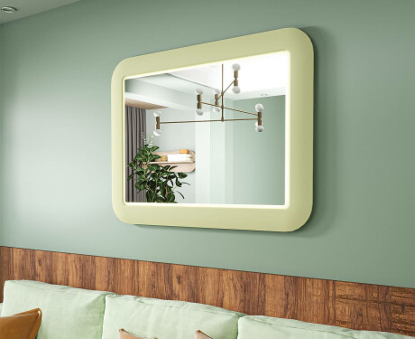 Rounded LED mirror in a glossy MDF frame L305