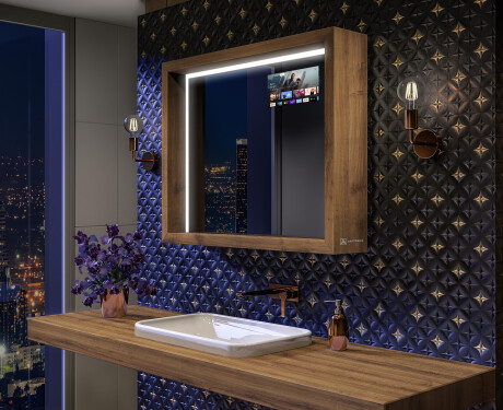 Bathroom Mirror With LED Light WoodenFrame