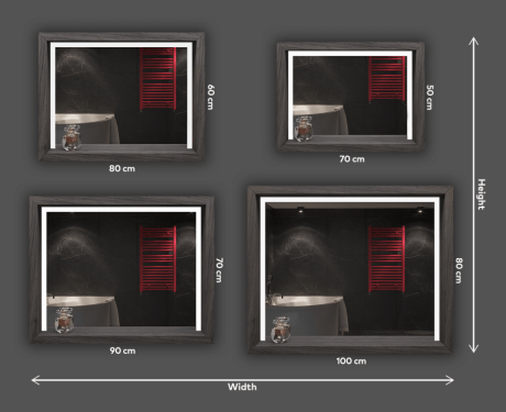 Bathroom Mirror With LED Light WoodenFrame #8