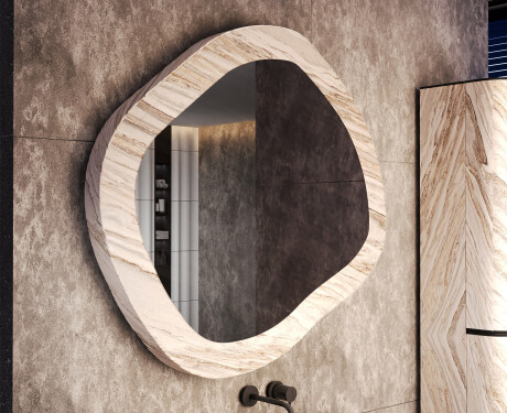 Custom-sized bathroom mirror with a stone frame L297 #4