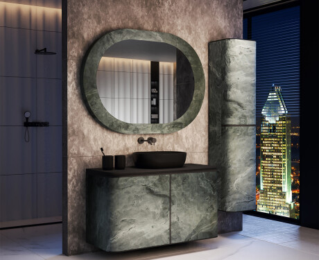 Bathroom mirror with a stone laminate finish L295