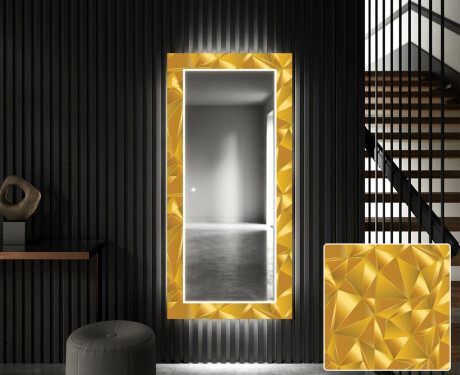 Backlit Decorative Mirror For The Hallway - Gold Triangles