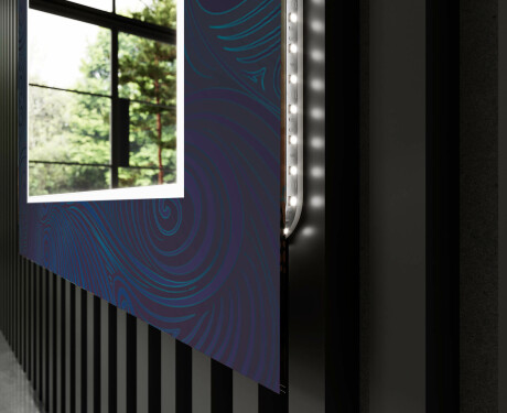 Backlit Decorative Mirror For The Bathroom - Blue Drawing #9